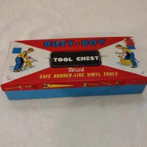 Vintage The Ohio Art Co Busy-Boy Tool Chest with Safe Rubber-Like Vinyl Tools